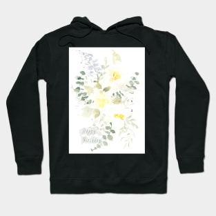 Dainty Yellow Watercolor Happy Birthday Greeting Card Hoodie